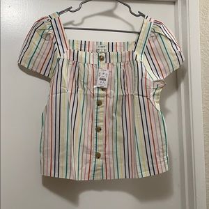 JCrew Factory striped square neck top size M NWT